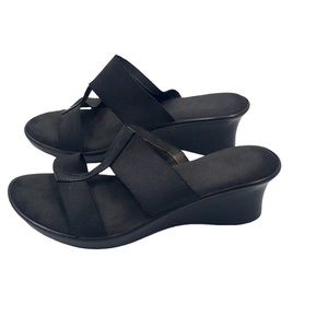 Black Stretchy Sandal Wedges size 6